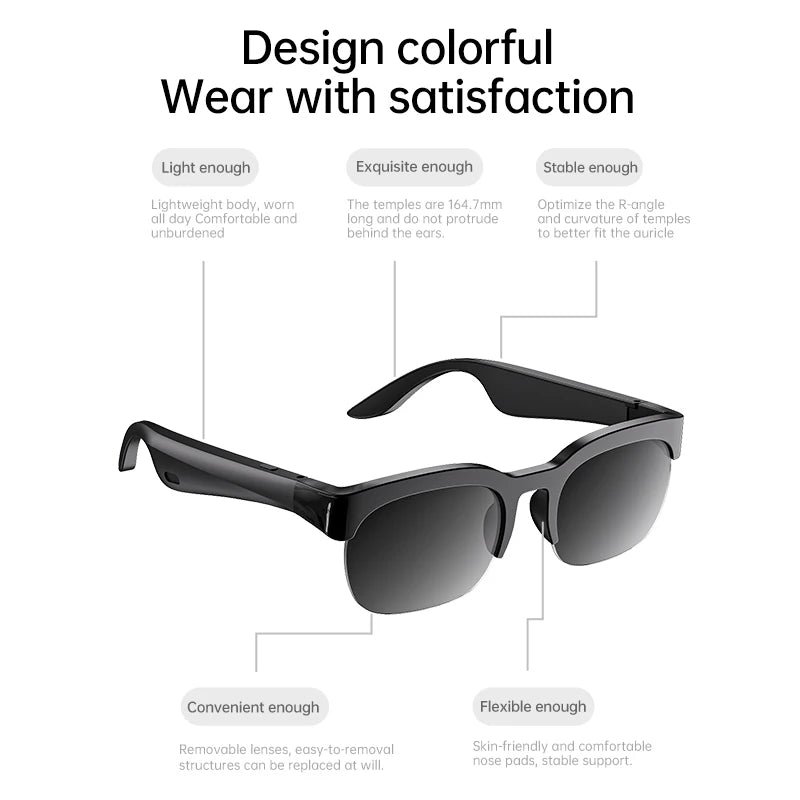 XG89 Smart Sunglasses Bluetooth Enabled UV Protection Voice Control Real-Time Translation Wireless Bluetooth Translation Eyewear