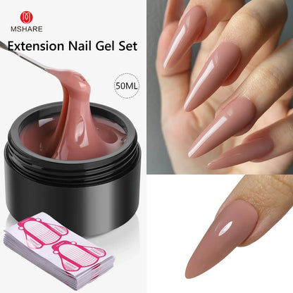 MSHARE 50ML Self Leveling Extension Nail Gel Set UV Led Construction Gel For Manicure Extend French Nail Art Build Nail