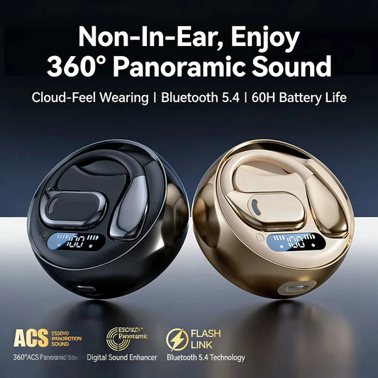Open Ear Earbuds Wireless Earbuds Bluetooth 5.4,LED Display Bluetooth Earphone,AI Noise Reduction Touch Controls,72hr Playtime