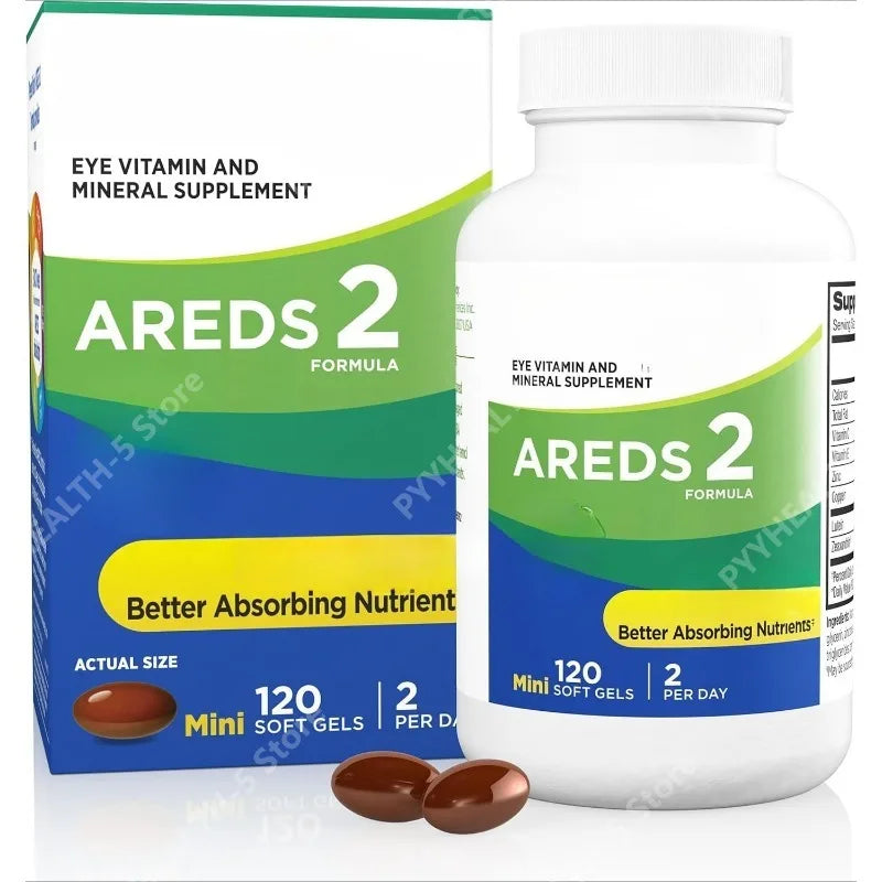 AREDS 2 Eye Vitamins Lutein and Zeaxanthin Supplement with Vitamin C, Vitamin E, Zinc, and Copper, 120 Softgels (Minigels)