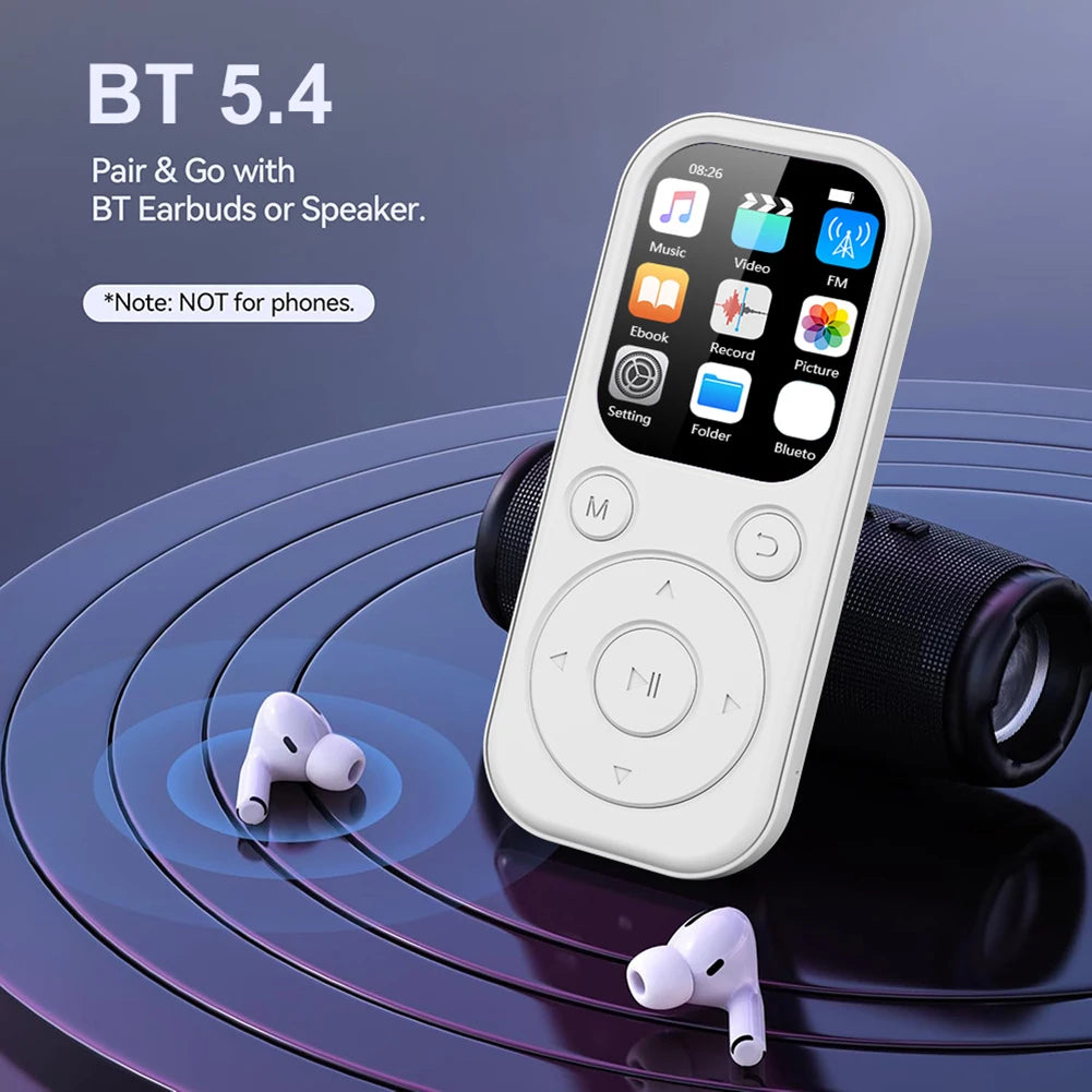 MP3 MP4 Player HiFi Lossless Music Player 2.01 Inch IPS Screen Bluetooth 5.4 Portable MP3 Player FM E-book Recorder