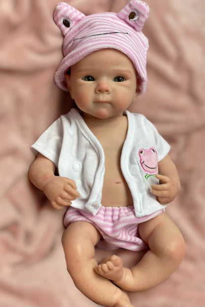 13Inch Cute Girl Bettie Reborn Dolls Open Mouth Whole Body Soft Solid Silicone Painted Reborn Baby Doll Toys Corpo De Silicone