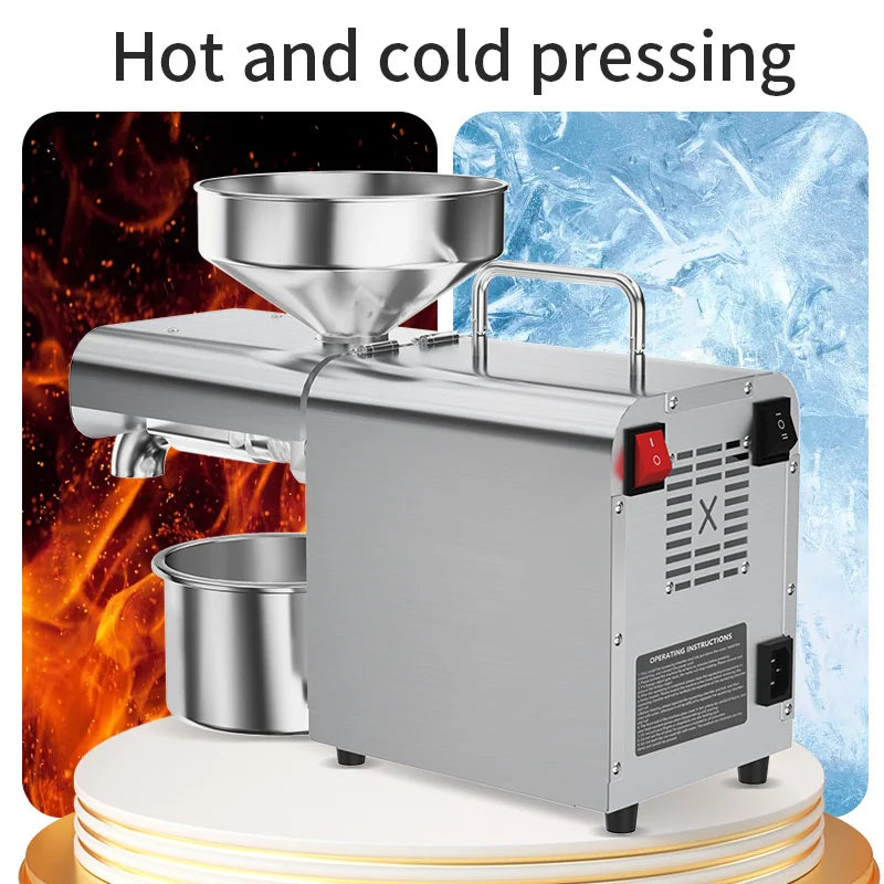 X3C Stainless Steel Oil Press Machine - Efficient Cold & Hot Press 20+ Raw Materials, High Oil Yield 220V/110V Oil Expeller