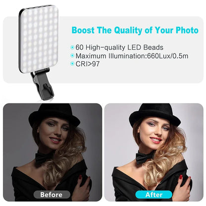 New Selfie Light, 60 LED Phone Light Fill Light 7 Modes Output Video Lamp Kit Dimmable 2500K-6500K Bi-Color Panel Light CRI 97+