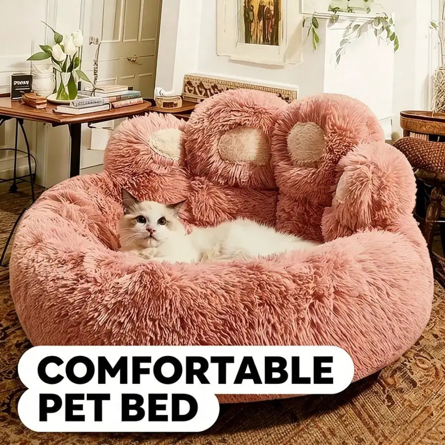 Pet Bed Pet Sofa Soft And Comfortable Bear Paw Pet Bed, Sleep Solution For Dogs And Cats. Comfortable Donut Dog Bed Luxurious Dog And Cat Pad Bed, Bring Cozy Warmth To Cats In Winter. Cute Home Decoration Comfortable For Indo