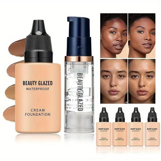 2Pcs Makeup Set Primer & Foundation Matte Velvet Waterproof Foundation Long Lasting Portable Makeup Travel Makeup Set