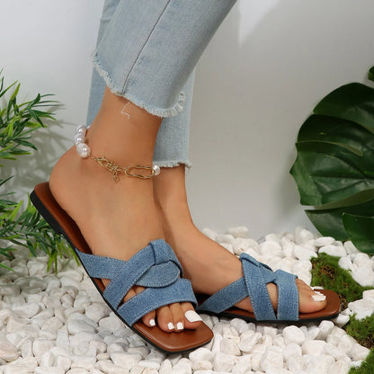New Summer Fashion Slippers Women Sexy Flat Sandals Casual Ladies Sand Beach Slippers Elegant Fish Mouth Slippers Plus Size 42