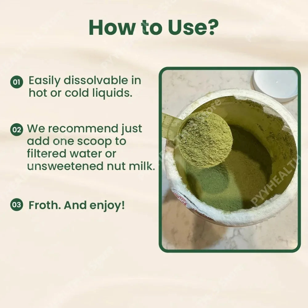 Matcha Collagen Powder 90g with Marine Collagen Green Tea Blend Daily Beauty Wellness Drink Mix for Hair Skin Nails Support