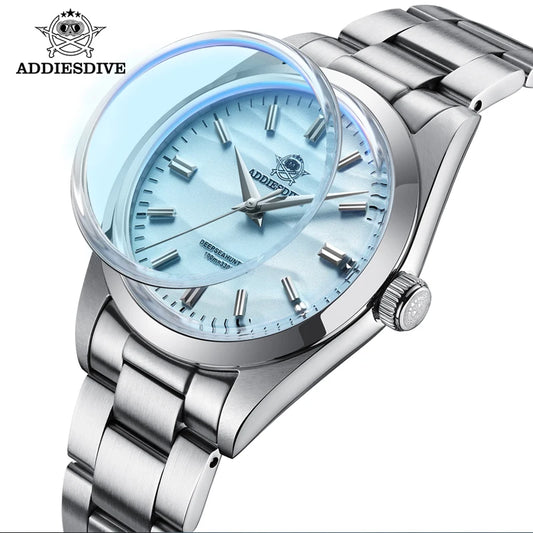 ADDIESDIVE 36mm AD2030 Men's Watch Desert Dial 316L Stainless Steel Reloj Hombre 100m Waterproof Quartz Watches