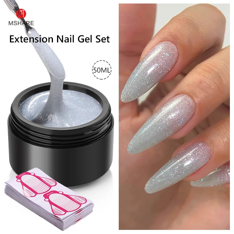 MSHARE 50ML Self Leveling Extension Nail Gel Set UV Led Construction Gel For Manicure Extend French Nail Art Build Nail - Merit Sell