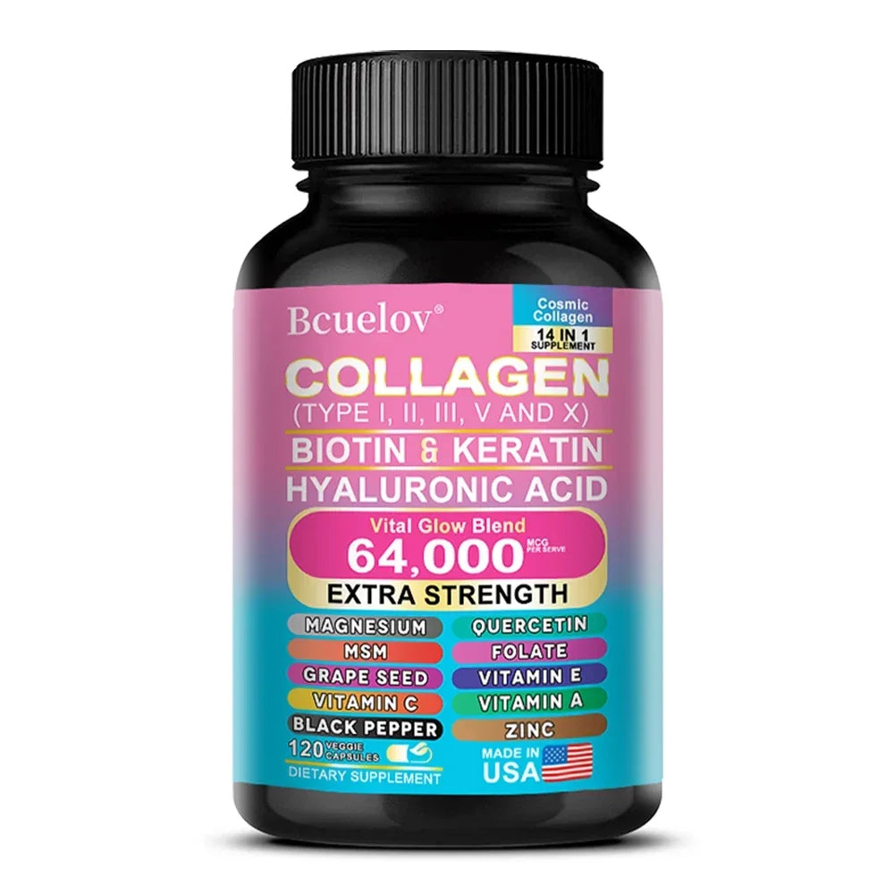 Collagen Peptide Capsules - Hair, Nail, Skin, and Joint Health Supplements, Boosts Energy, Tightens Skin, Antioxidant