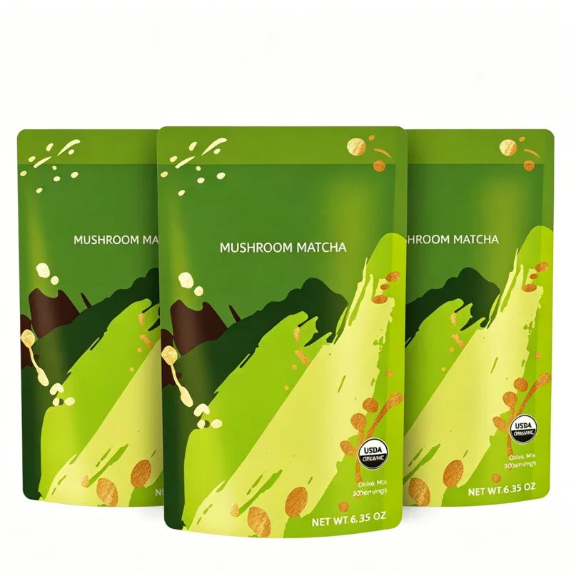 Organic Mushroom Matcha & Coffee, 2000mg Adaptogenic Blends, USDA Certified, Made in USA for Energy & Focus