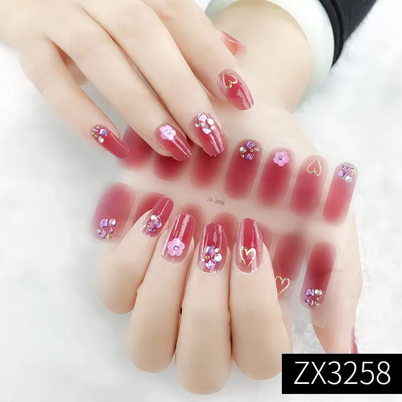 3D Waterproof Nail Art Stickers Self-Adhesive Fashion Colorful Manicure Decal UV LED Lamp Need Gel Nail Decals Nail Decoration