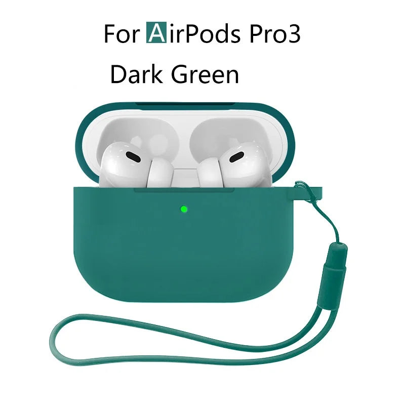 For AirPods Pro 3 2025 Case Silicone Protector for airpods Pro Front LED Visible Pro 2 Case cover with Lanyard for airpods pro 2 - Merit Sell