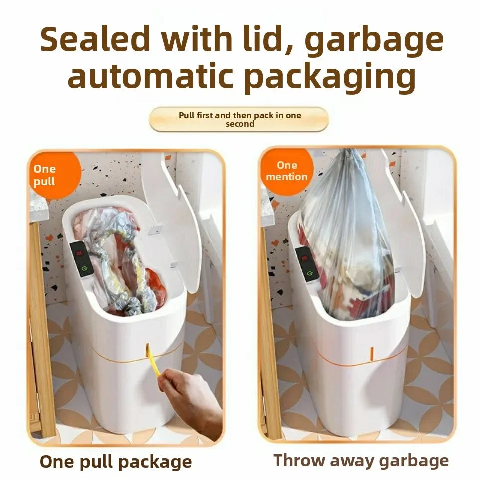 Large Capacity Smart Home Intelligent Induction Trash Can with Automatic Opening Lid for Household Toilet