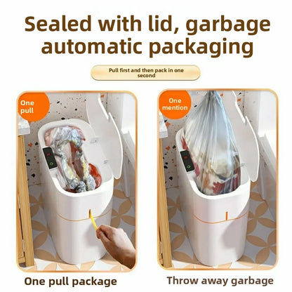 Large Capacity Smart Home Intelligent Induction Trash Can with Automatic Opening Lid for Household Toilet