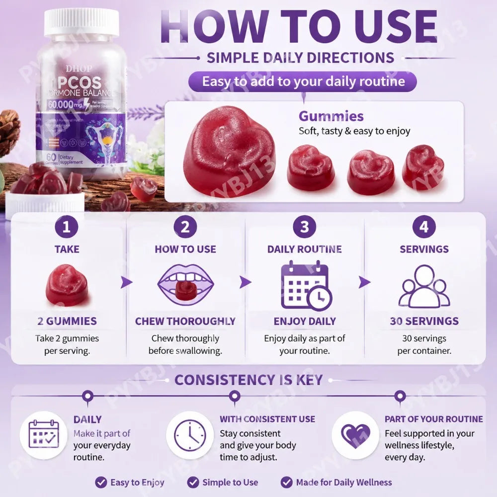 Ovary Soft Candy 60pcsWomen's Inositol Cranberry Polycystic Soft Candy Care for Women's Health Helps Support Regular Cycles