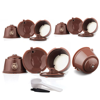 1/2/3/4/6/9/10pcs Refillable Reusable Coffee Capsules Pods For Necafe Dolce Gusto Refillable Crema Coffee Filters with Tamper