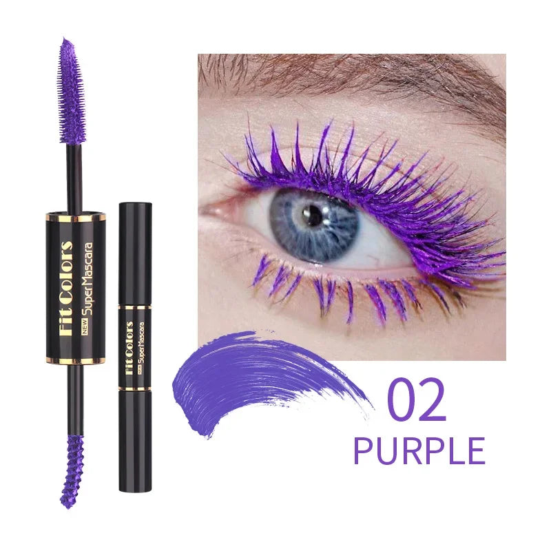 5Color Double Head Mascara Waterproof Fast Dry Eyelashes Curls Extension Make-Up Eyelashe Blue Purple Black White Coffee Mascara