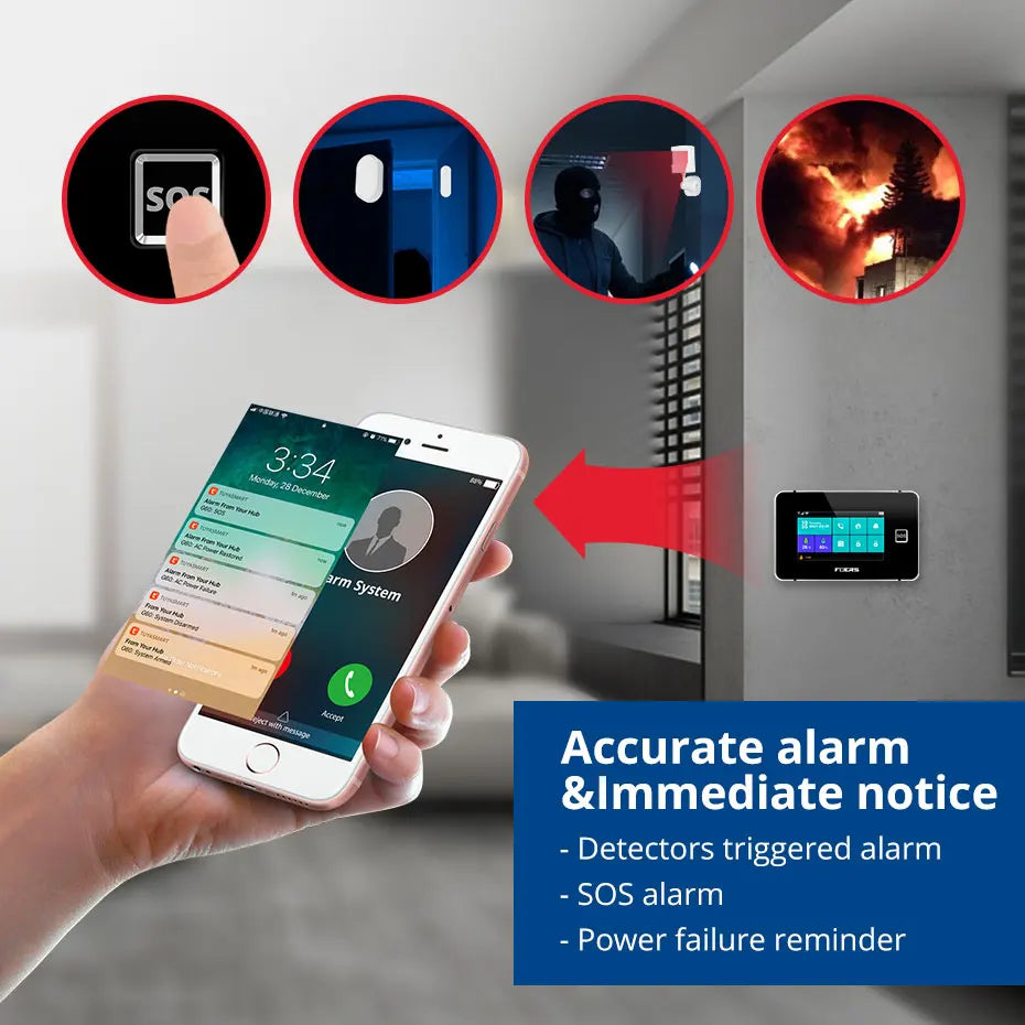Tuya Smart Life app controlling FUERS G60B home security alarm system on smartphone