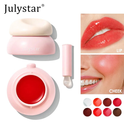 Long-lasting Moisturizing Solid Lip Jelly Red Tinted Lip & Cheek Jam Lip Balm Smooth Gloss Jelly LipGloss Water Light Lipsticks