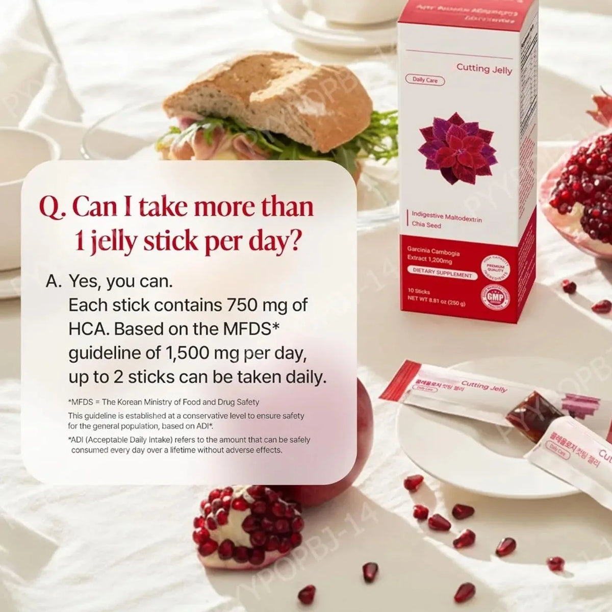 Pomegranate Flavored Wellness Jelly with Garcinia Cambogia Chia Seed Dietary Supplement 10 Sticks  Non-GMO Gluten Free