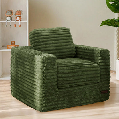 Kids Bean Bag Chair, Comfy Faux Fur Bean Bag Sofa with Filler, Upholstered Floor Sofa with Pillows and Armrests, Lazy Floor Chai