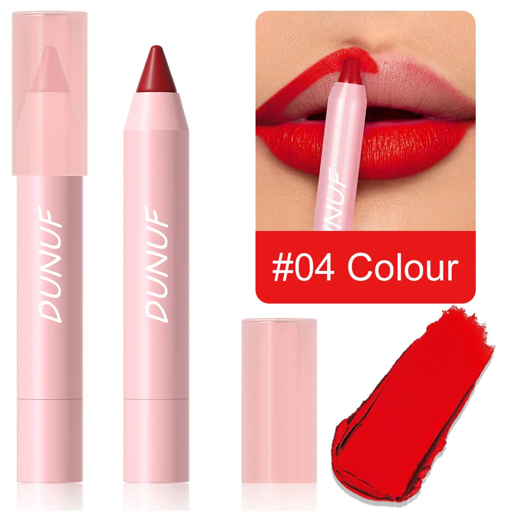 18-Colors Lipstick Pencil Waterproof Sexy Red Matte Contour Tint Lipstick Lasting Non-stick Cup Lipliner Pen Lip Makeup Cosmetic - Merit Sell