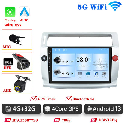 Car Radio For For Citroen C4 C-Triomphe Quatre 2004 2005-2009 Wireless CarPlay Android Auto DSP Car Multimedia GPS DVR autorad