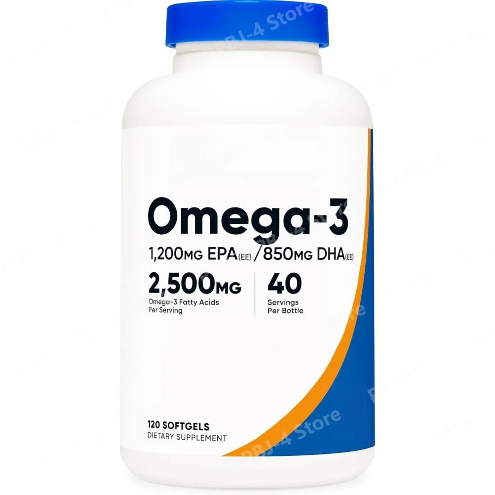 Omega-3 Fish Oil 2500mg Softgels with EPA 1200mg & DHA 850mg, High Potency Daily Wellness Support, Non-GMO, 120 Count