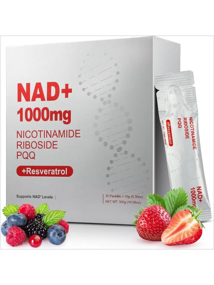 NAD+ Liquid Supplement, 1000mg High-Potency with Resveratrol PQQ, Support Cellular Energy, Focus 30 PCS