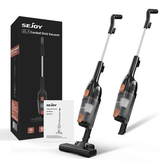 Sejoy Stick Vacuum Cleaner with HEPA Filters 15KPa 600W 2-in-1 Lightweight Corded Vac with Handheld Stick Vac for Home Car