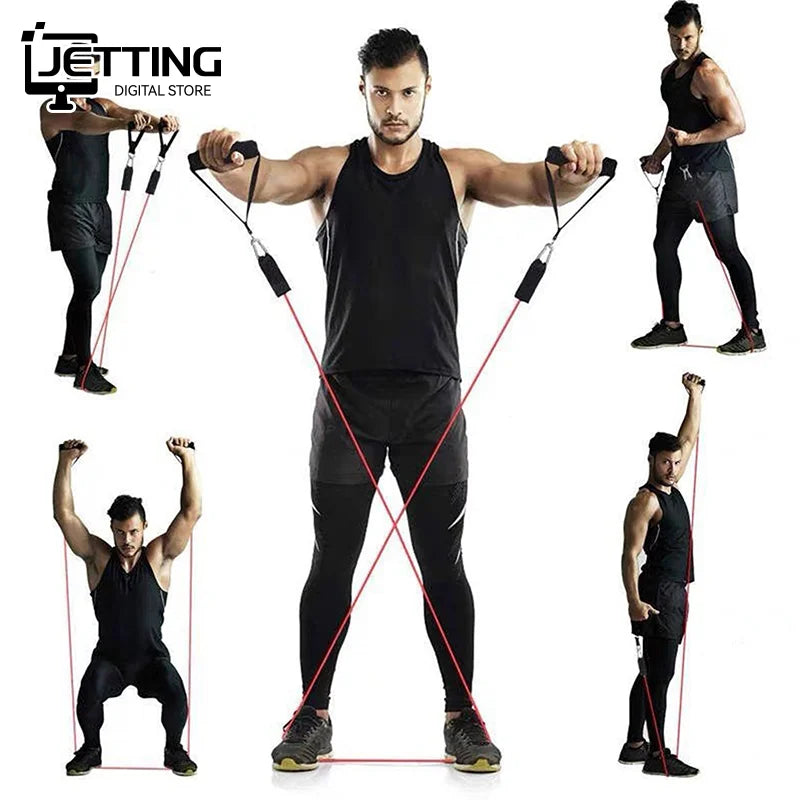 TPE Resistance Band Set Color Fitness Band Pull Rope Elastic Training Band With Door Anchor Handles Carry Bag Legs Ankle Straps