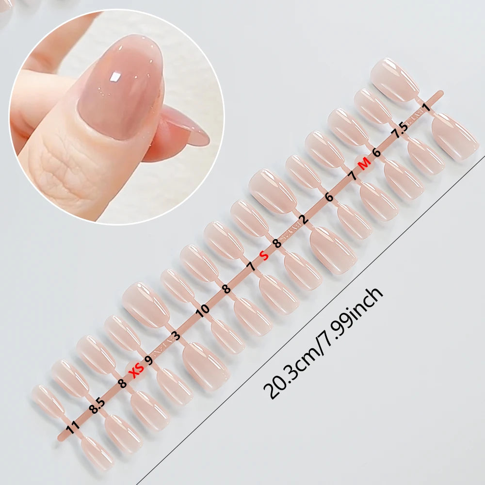 150Pcs Nude Pink Short Almond Press on Nails Gradient Full-Cover Almond Fake Nails 14-20mm Soft Gel Nude Pink Almond Nail Tips