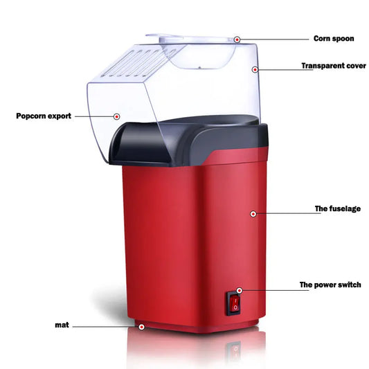 1200W Popcorn Makers Fully Automatic Household Mini Efficient Electric Hot Air Corn Machine Corn Popper For Home Kitchen Tools