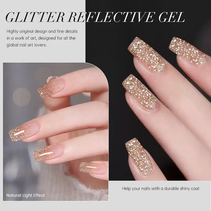 UR SUGAR 15ml Champagne Gold Reflective Glitter Gel Nail Polish Soak Off  Semi Permanent UV Gel Varnish For Summer Manicure Nail