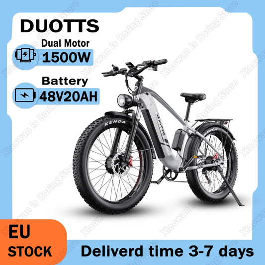F26 Electric Bike 1500W Dual Motor 48V20AH Lithium Battery Aluminum Alloy Electric Bicycle 26*4.0-inch Fat Tire Mountain E-bike