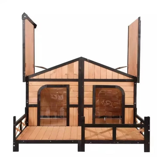 Outdoor Cute Animal Pet Dogs Kennel Crate Houses Large Wooden Dog Cage House Merit Sell