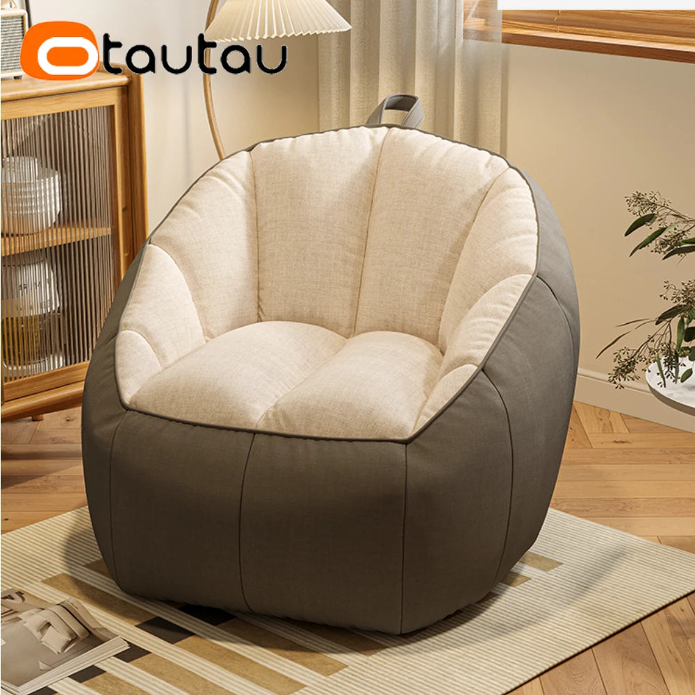 OTAUTAU Cotton Linen Bean Bag Chair with Filling Corner Beanbag Pouf with Ottoman Adults Kids Floor Sofa Nest Couch SF153