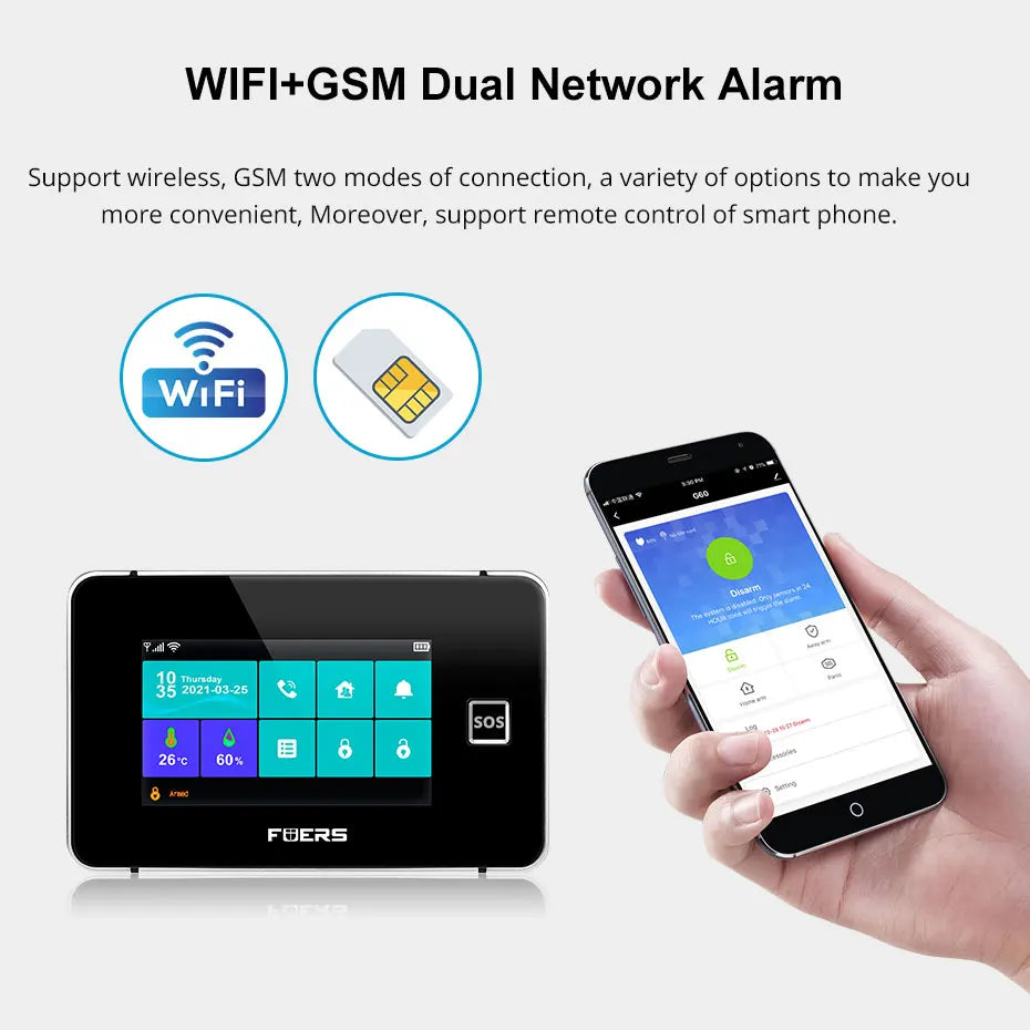 FUERS G60B smart alarm compatible with Amazon Alexa and Google Assistant voice control