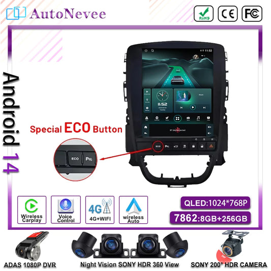 Android 14 Car 9.7 inch For Opel Astra J Vauxhall Buick Verano 2009-2015 Auto Radio GPS Navigation Stereo Head Unit Touch Screen