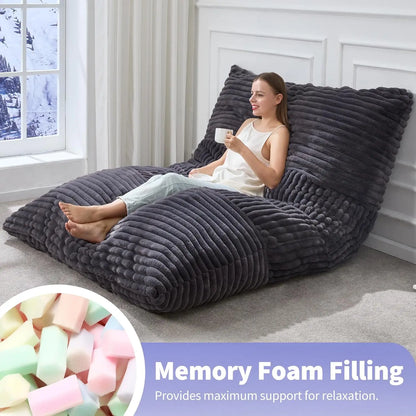 3 in 1 Bean Bag Chair Giant Bean Bag Chairs Convertible Bean Bag Floor Cushion with Machine Washable Cover Beanbag Chairs