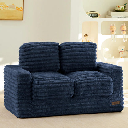 Kids Bean Bag Chair, Comfy Faux Fur Bean Bag Sofa with Filler, Upholstered Floor Sofa with Pillows and Armrests, Lazy Floor Chai