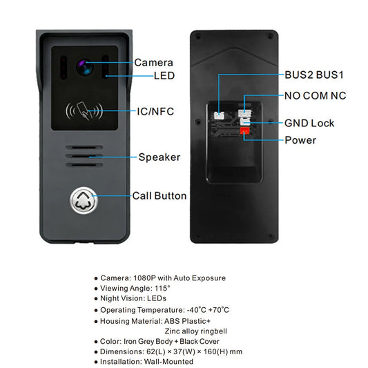 2-Wire Digital Video Intercom System 7 Inch Wireless WIFI APP Monitor 1080P Doorphone Camera Video Doorbell Card work with tuya - Merit Sell
