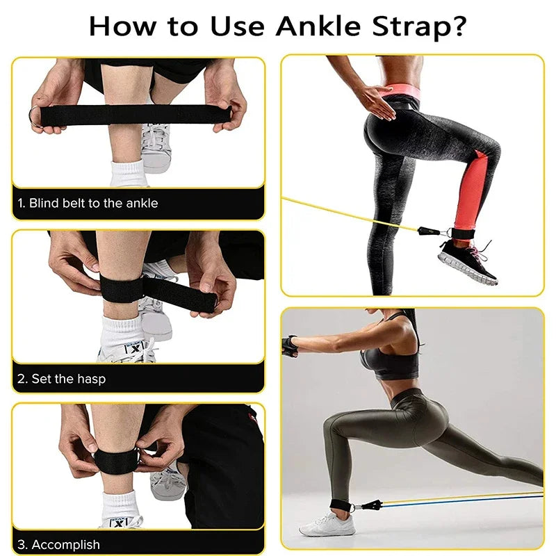 Strength Training Wrapped Resistance Band Set Elastic Fitness Equipment Sports Belt Rods for Home Gym
