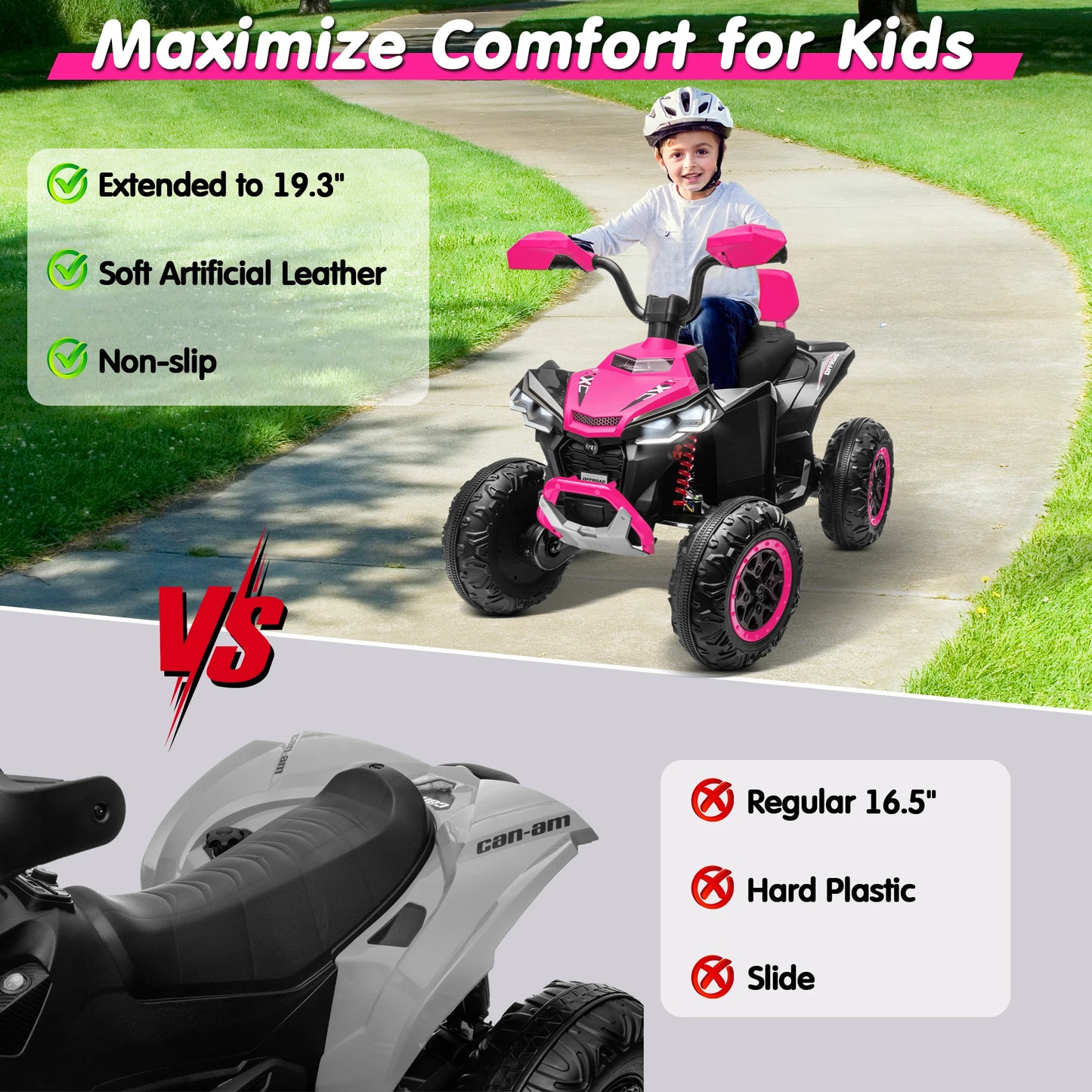 Kids ATV 4 Wheeler, JOYRACER Upgraded 2 Seater 24V Ride On Toy for Big Kid w/800W Powerful Motor, Battery Powered