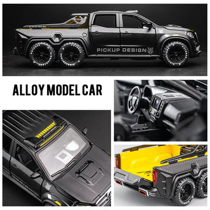 1/28 X-class 6X6 Tyre Pickup Metal Diecast Alloy Toy Cars Models Trucks For Boys Childrens Kids Off-road Vehicle Collection Gift