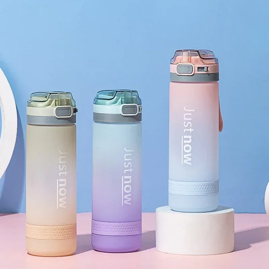500ml/600ml New Fashion Water Bottle With Straw Free Portable Outdoor Sports Cute Drinking Plastic