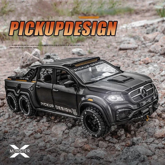 1/28 X-class 6X6 Tyre Pickup Metal Diecast Alloy Toy Cars Models Trucks For Boys Childrens Kids Off-road Vehicle Collection Gift