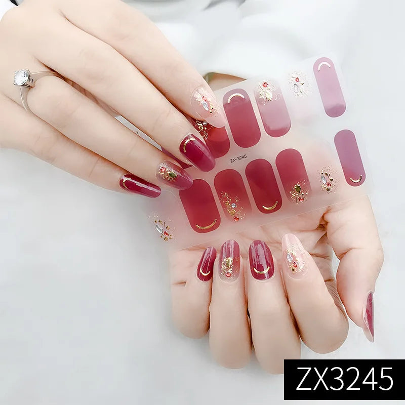 3D Waterproof Nail Art Stickers Self-Adhesive Fashion Colorful Manicure Decal UV LED Lamp Need Gel Nail Decals Nail Decoration
